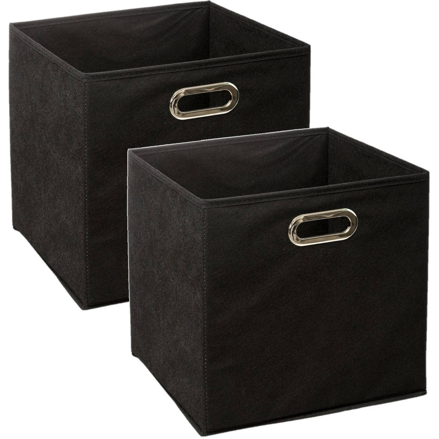 Set van 2x stuks opbergmand/kastmand 29 liter zwart linnen 31 x 31 x 31 cm - Opbergmanden