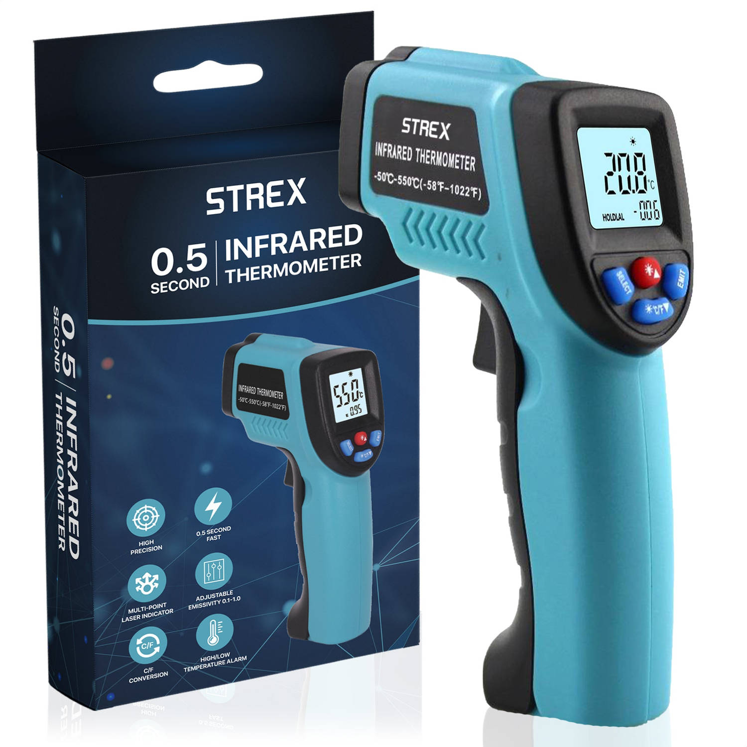 Strex Digitale Infrarood Thermometer Bereik 50 Tm 550 °C Ir Thermometer Warmtemeter