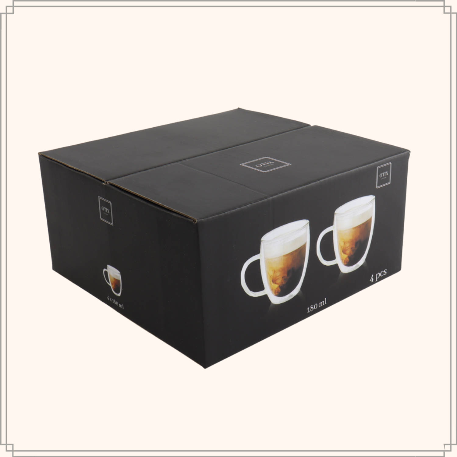 OTIX Dubbelwandige koffieglazen - Koffiekopjes - 180 ml - Set van 4 Transparant - Latte Glazen | Blokker