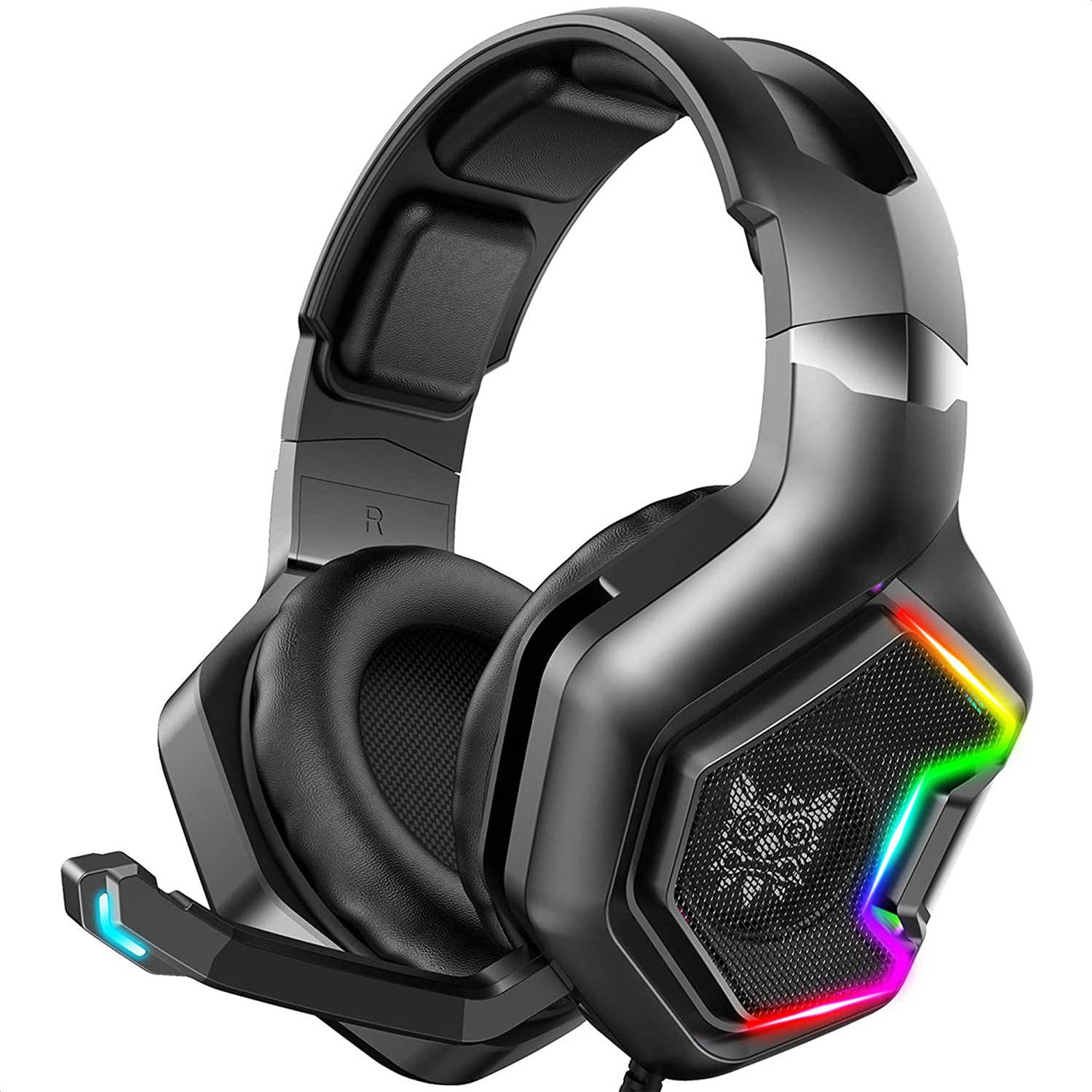 Strex Gaming Headset Met Microfoon Rgb Verlichting 7.1 Surround Sound Pc + Ps4 + Ps5 + Xbox One