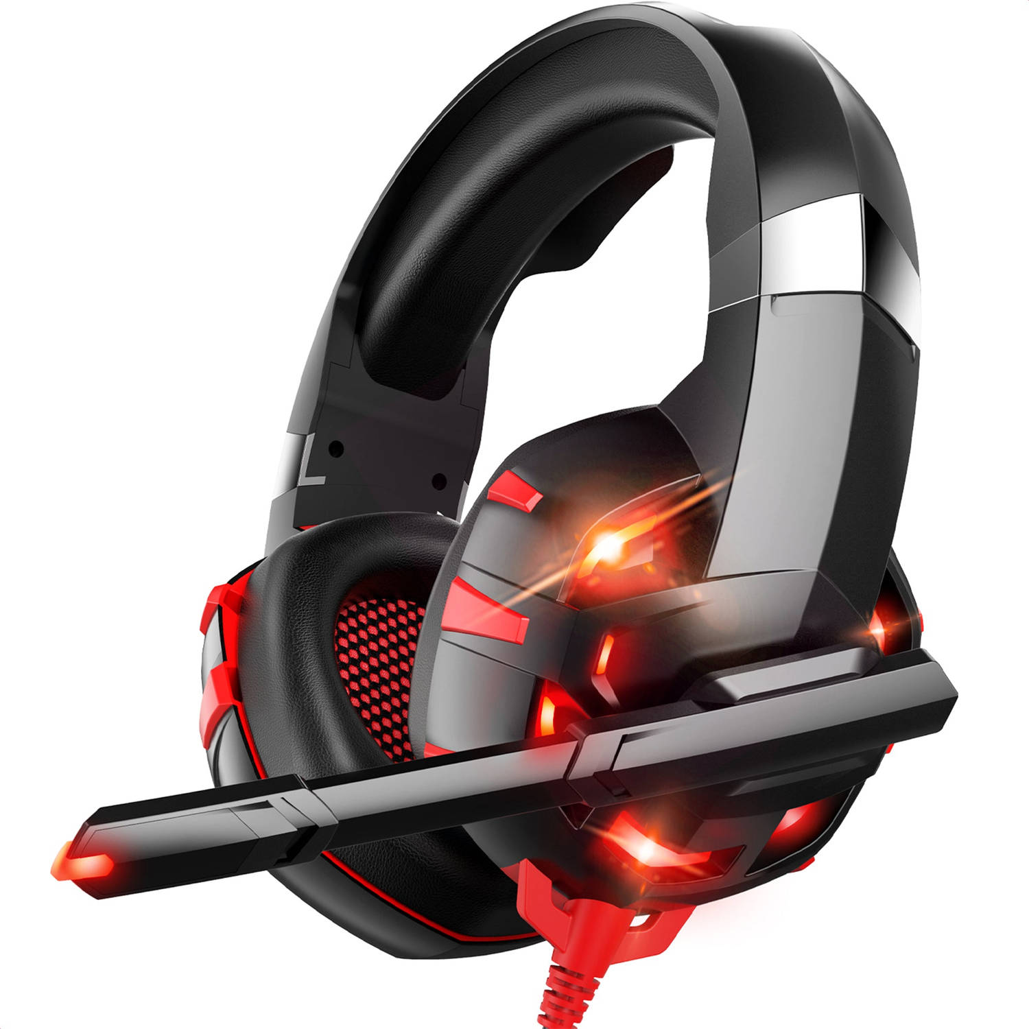 Strex Gaming Headset Met Microfoon Rood Pc + Ps4 + Ps5 + Xbox One + Xbox Series