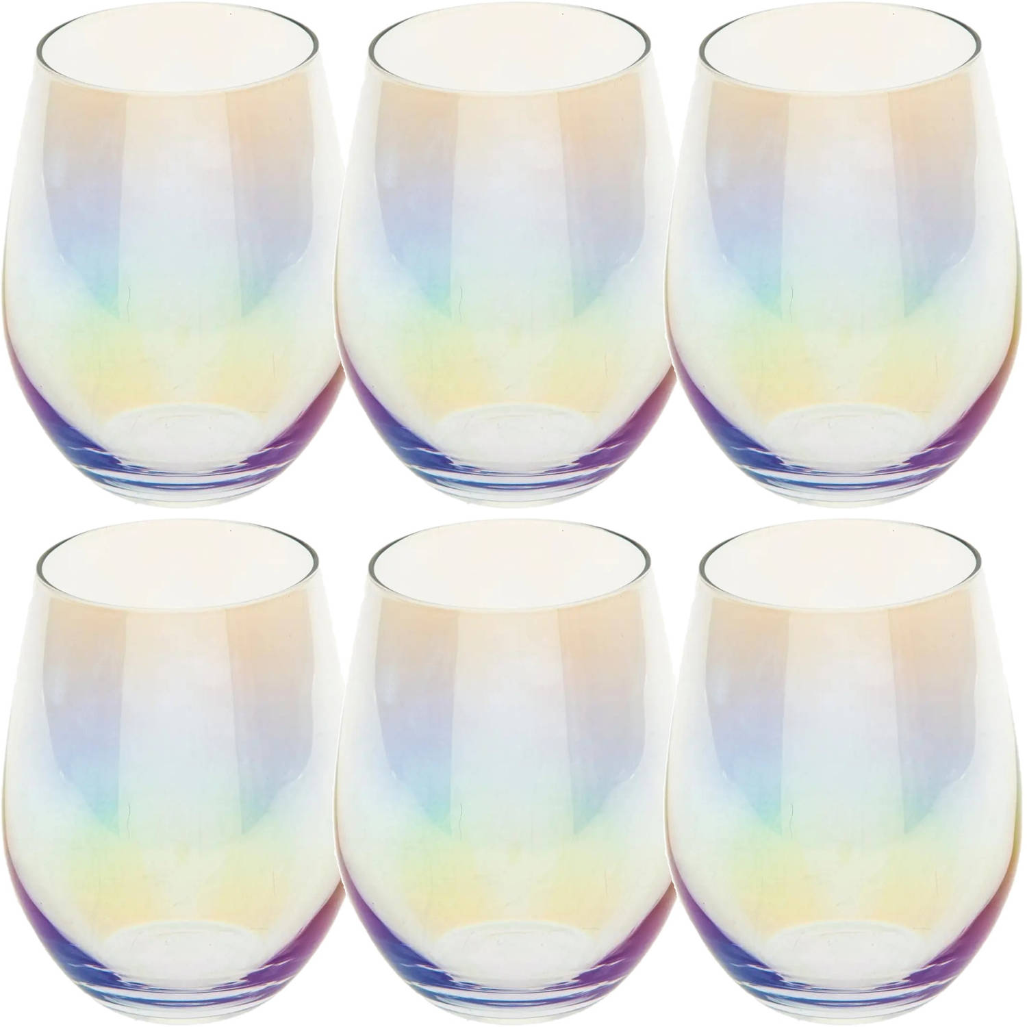 Set van 6x stuks tumbler glazen parelmoer Fantasy 540 ml van glas - Drinkglazen