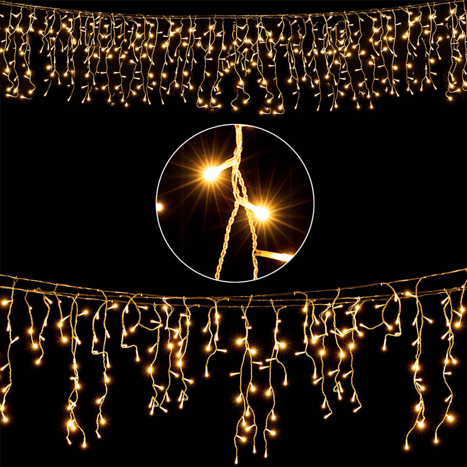Monza Kerstverlichting - Ijspegelverlichting - Feestverlichting - Kerstmis 200 LED's 10m - warm wit