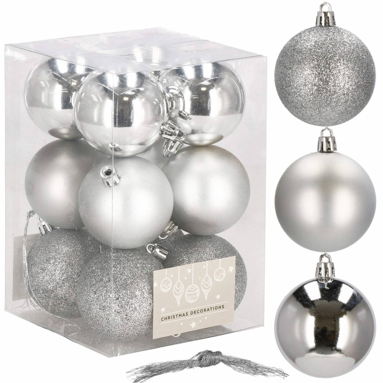 Kerstballen 12 Stuks 6 cm Zilver
