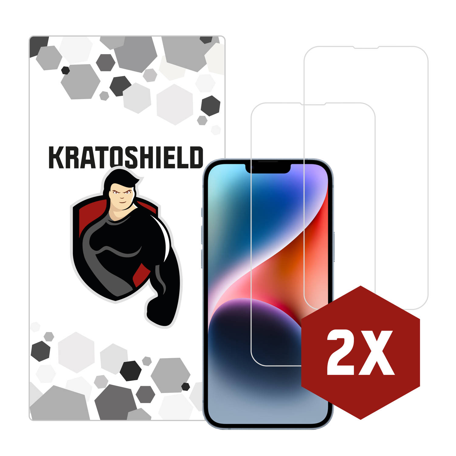 2-pack Kratoshield iPhone 14 Plus Screenprotector - Glass - 2.5D