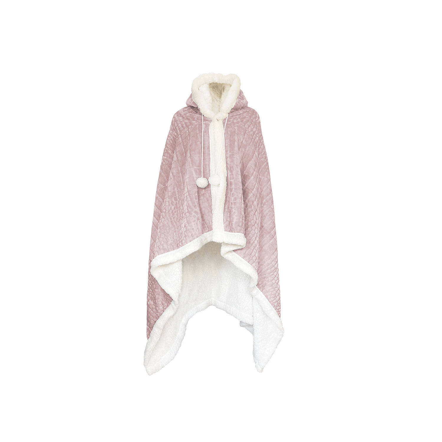 LINNICK Hoodie Flanel Fleece Deken Met Capuchon Croco - licht roze - 130x180cm