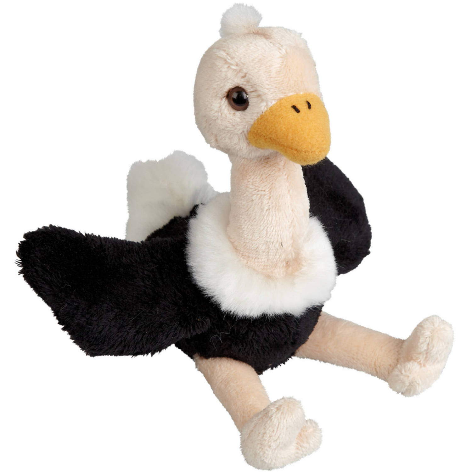 Pluche kleine knuffel dieren Struisvogel vogel van 15 cm - Speelgoed knuffels vogels - Leuk als dieren cadeau voor kinderen