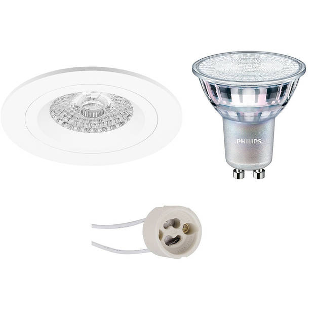 LED Spot Set - Pragmi Rodos Pro - GU10 Fitting - Inbouw Rond - Mat Wit - Ø93mm - Philips - MASTER 927 36D VLE - 3.7W -