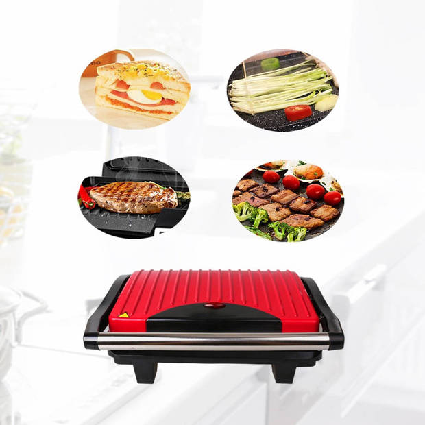 Contactgrill - Tosti Apparaat - Tosti Ijzer - Aigi Wirmo - Cool Touch - RVS - Rood