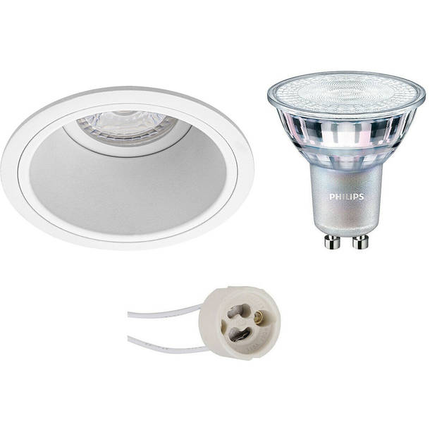 LED Spot Set - Pragmi Minko Pro - GU10 Fitting - Inbouw Rond - Mat Wit - Verdiept - Ø90mm - Philips - MASTER 927 36D VLE