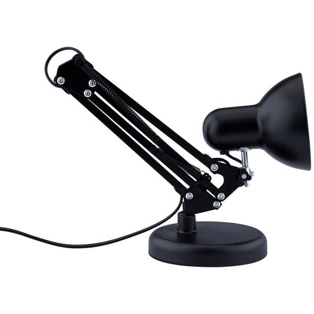LED Bureaulamp - Maxozo Rety - E27 Fitting - Verstelbaar - Retro - Klassiek - Rond - Mat Zwart