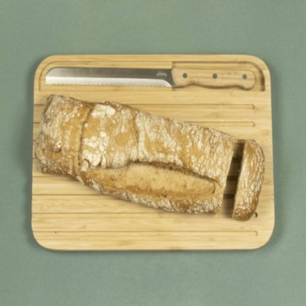 Pebbly - Broodplank met Broodmes, Bamboe, 29 x 20 cm - Pebbly