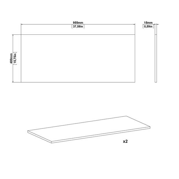 Spell 2 losse planken voor kleerkast wit.