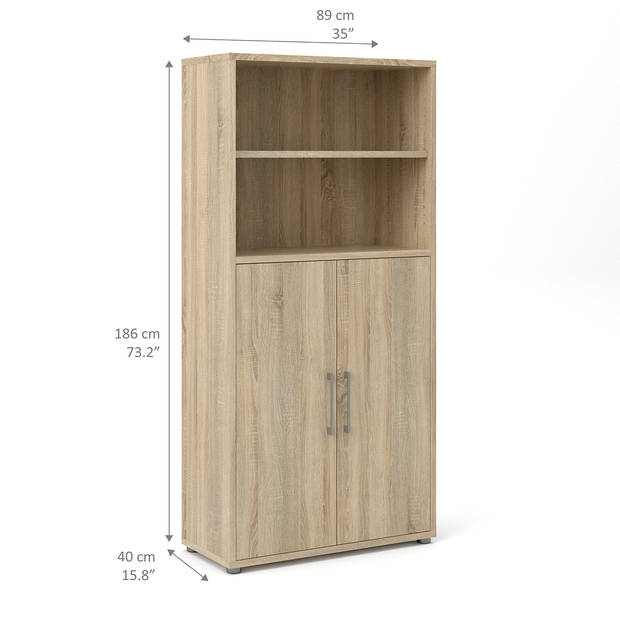 Prisme archiefkast 2 deuren en 1 plank eiken decor.