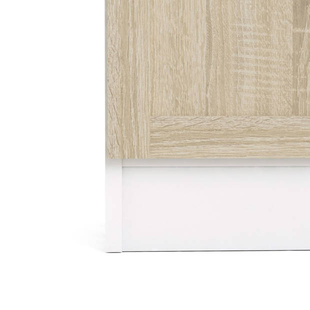 Base wandkast 1 plank en 1 deur wit, eiken structuur decor.