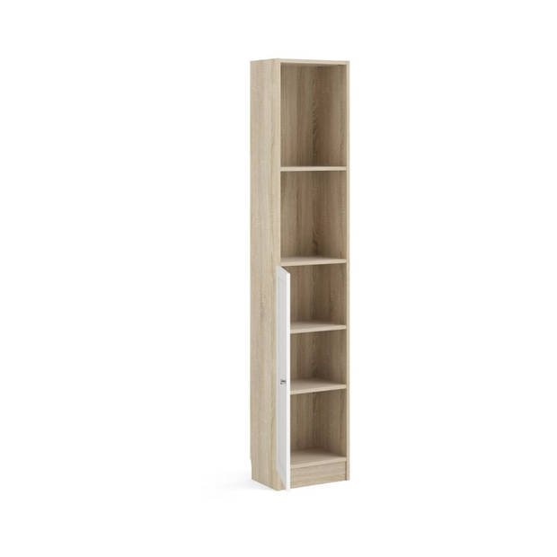 Base wandkast 1 plank en 1 deur eiken structuur decor, wit.