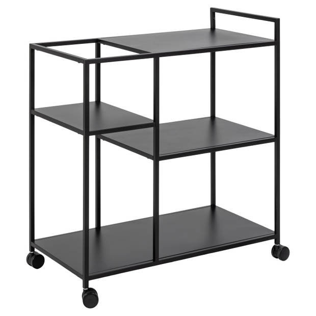 Newbor salontafel Trolley met 3 legborden zwart.