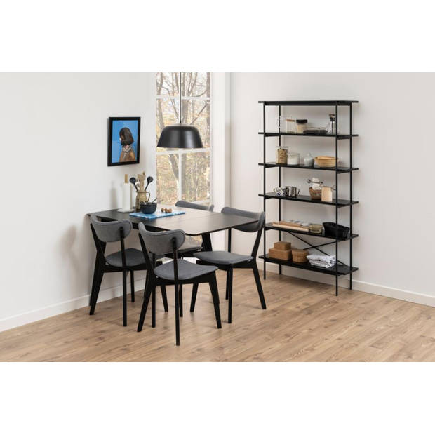 Roxy eetkamertafel incl. 1 extra bord 40cm zwart.