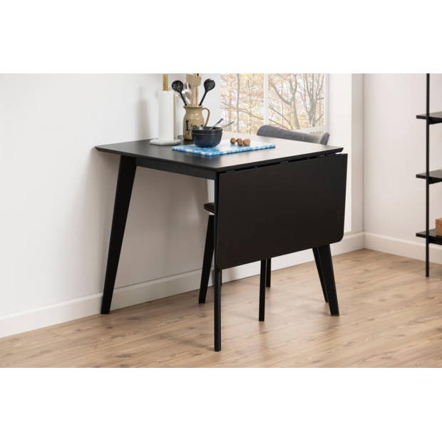 Roxy eetkamertafel incl. 1 extra bord 40cm zwart.