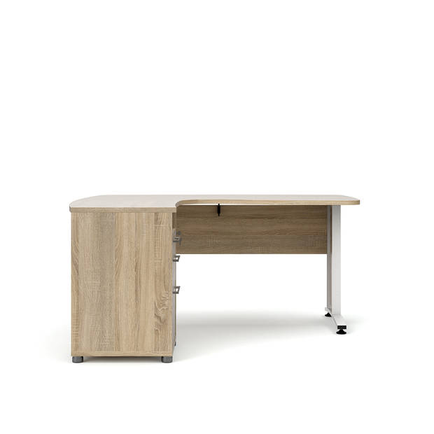 Prisme bureau 3 lades eiken decor en wit.