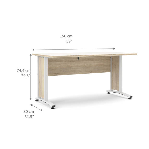 Prisme bureau C eiken decor en wit.