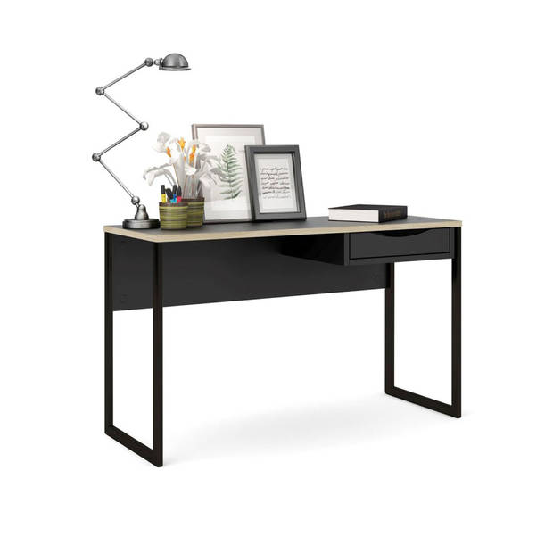 Fula bureau 130 cm 1 lade zwart, mat zwart.