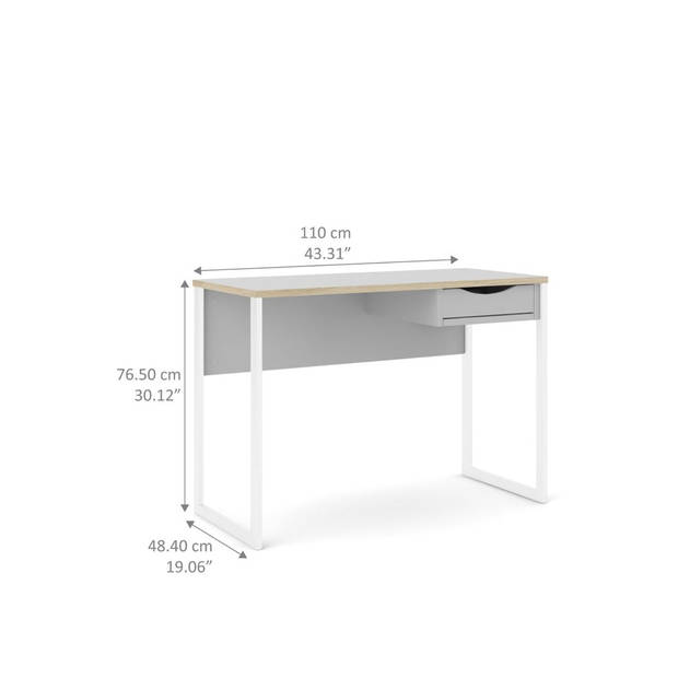 Fula bureau 110 cm 1 lade wit, mat wit.