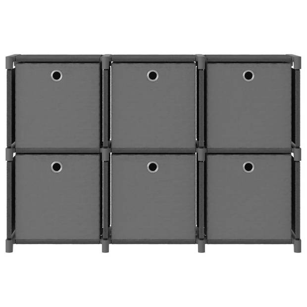 The Living Store Kast met 6 vakken met boxen 103x30x72-5 cm stof grijs - Kast