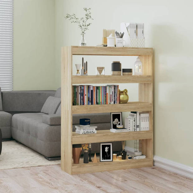 The Living Store Boekenkast Sonoma Eiken - 100 x 30 x 135 cm - Bewerkt hout