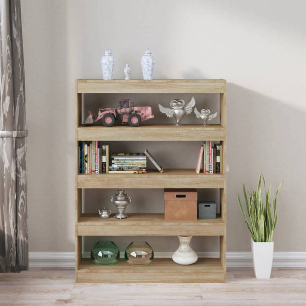 The Living Store Boekenkast Sonoma Eiken - 100 x 30 x 135 cm - Bewerkt hout