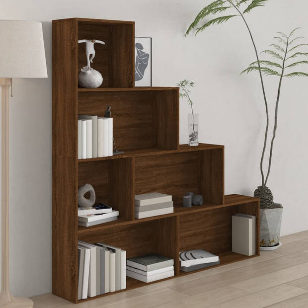 The Living Store Boekenkast Bruineiken 155 x 24 x 160 cm - 6 vakken - Hoge kwaliteit