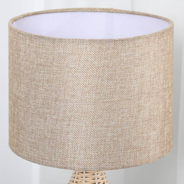 Tafellamp - Lampen - Tafellamp woonkamer - Decoratie - Modern - Linnen - Rotan - Beige - 22L x 22W x 40H cm