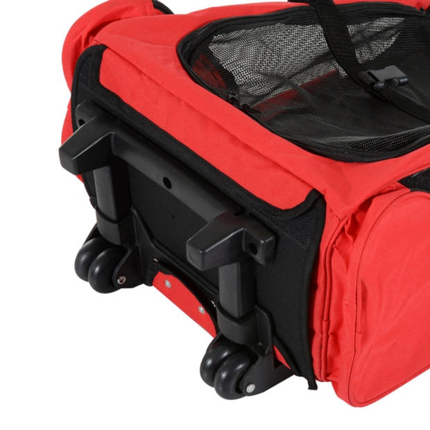 Draagbare Trolley - Hondentrolley - Honden Reismand - Honden Rugzak - Rood/Zwart - 36 x 30 x 49 cm