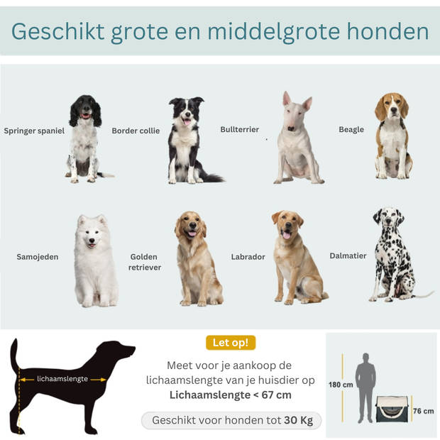 Honden Draagtas - Reisbench - Reismand Hond - Dieren Transport Box - Opvouwbaar - Maat XXL - 97x71x76 cm - Grijs Creme