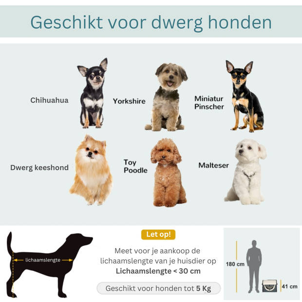 Honden Draagtas - Reisbench - Reismand Hond - Dieren Transport Box - Opvouwbaar - Maat S - 46x34x41 cm - Grijs Creme