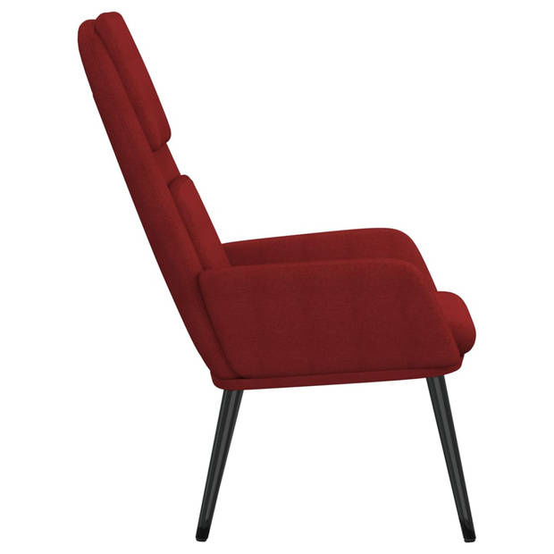 The Living Store Fauteuil - Comfortabel - Dik gevoerd - Zacht aanvoelende stof - Metalen frame - Wijnrood - 70 x 77 x