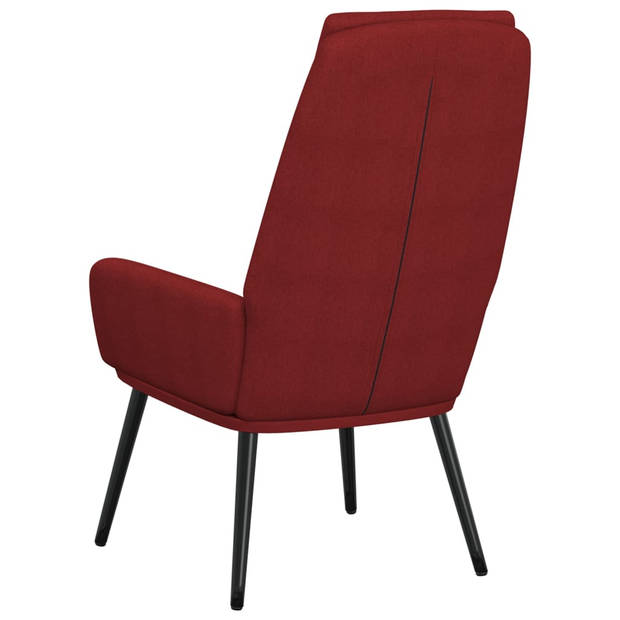 The Living Store Fauteuil - Comfortabel - Dik gevoerd - Zacht aanvoelende stof - Metalen frame - Wijnrood - 70 x 77 x