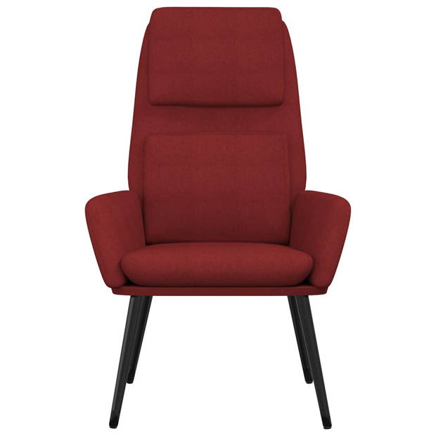 The Living Store Fauteuil - Comfortabel - Dik gevoerd - Zacht aanvoelende stof - Metalen frame - Wijnrood - 70 x 77 x