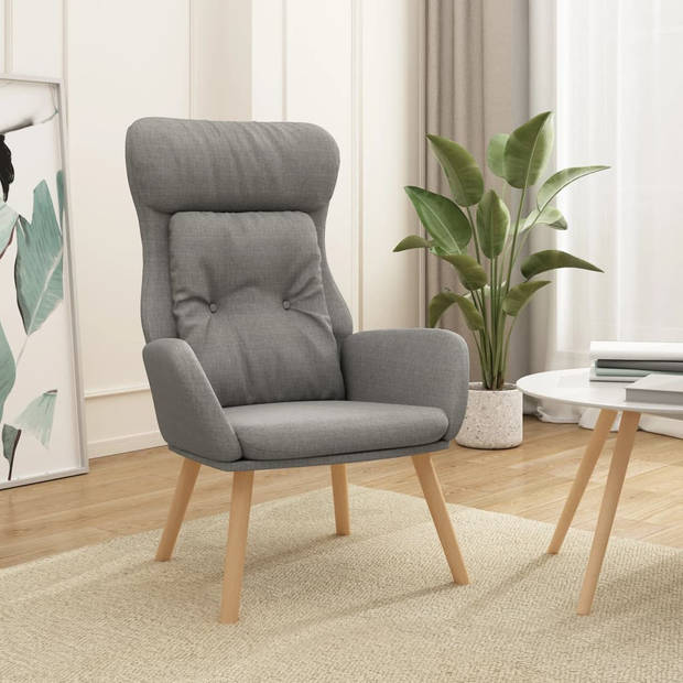 The Living Store Fauteuil - Relaxstoel - Lichtgrijs - 70 x 77 x 94 cm - Dik gevoerd