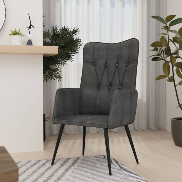 The Living Store Fauteuil canvas zwart - Fauteuil