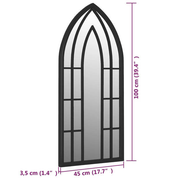 vidaXL Tuinspiegel 100x45 cm ijzer zwart