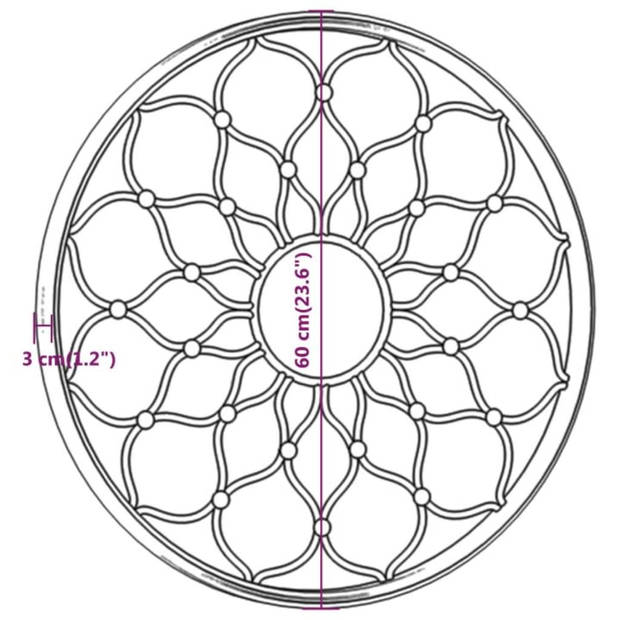 vidaXL Tuinspiegel rond 60x3 cm ijzer zwart