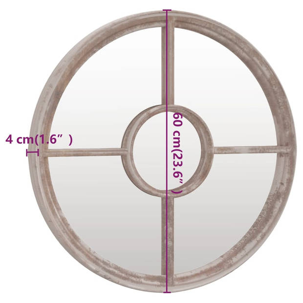 vidaXL Tuinspiegel rond 60x4 cm ijzer zandkleurig