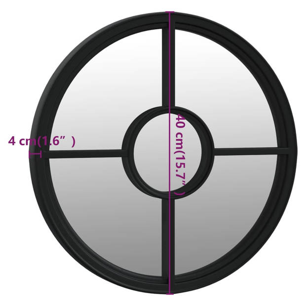 vidaXL Tuinspiegel rond 40x4 cm ijzer zwart