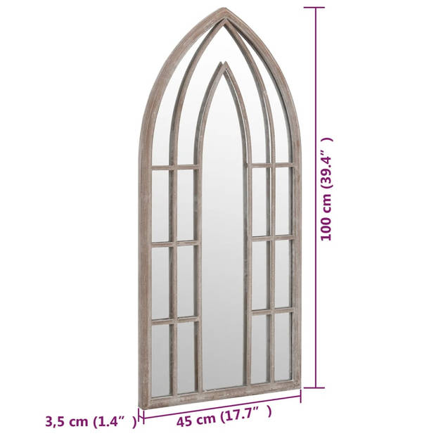 vidaXL Tuinspiegel 100x45 cm ijzer zandkleurig