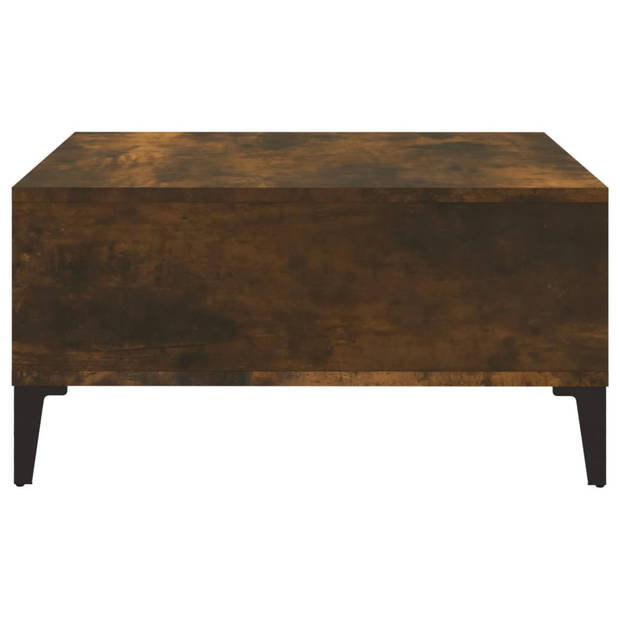 The Living Store Salontafel - Gerookt eiken - 60x60x30 cm - Bijzettafel met opbergschappen