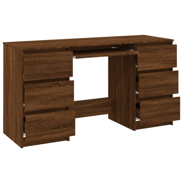 The Living Store Schrijftafel Bewerkt Hout - 140 x 50 x 77 cm - Praktisch en Stijlvol