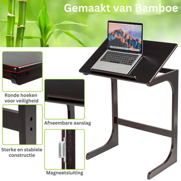 Zenzee - Bijzettafel - Laptoptafel - Laptopstandaard - Eettafel - Klapbaar - Voor Bank of bed - B60 x H70 x D40 cm -...