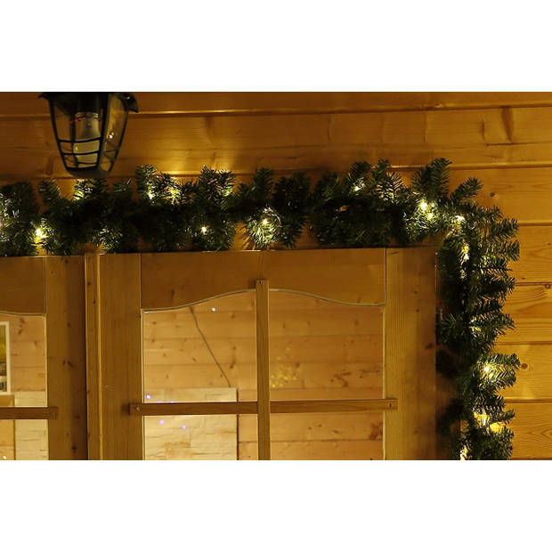 Guirlande met verlichting - Guirlande - Kerstguirlande - Kerstverlichting buiten - Kerstversiering - Kerst - 2.7 mete...