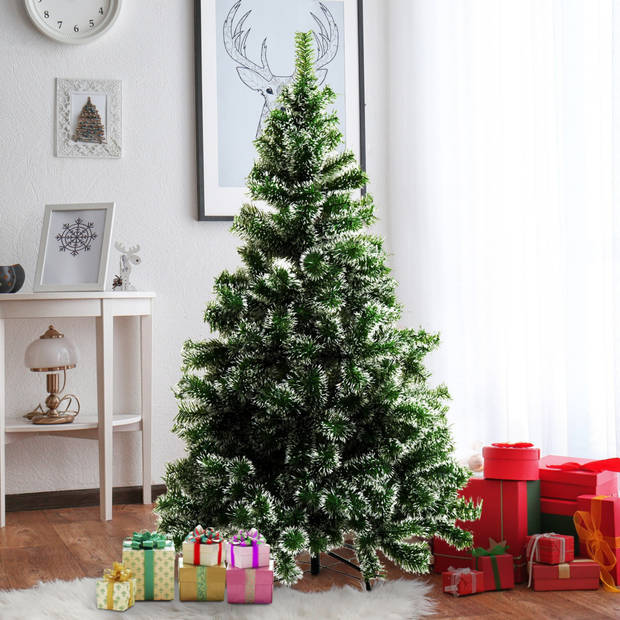 Kerstboom - Kunstkerstboom - Kunstkerstboom 150 cm - Met sneeuw - H 150 x B 75 cm